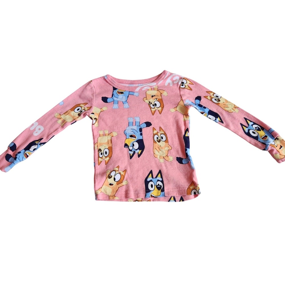 Bluey Bingo Pink Long Sleeve Pajama Top Kids Size 4 Snug Fit Cotton PJ Shirt